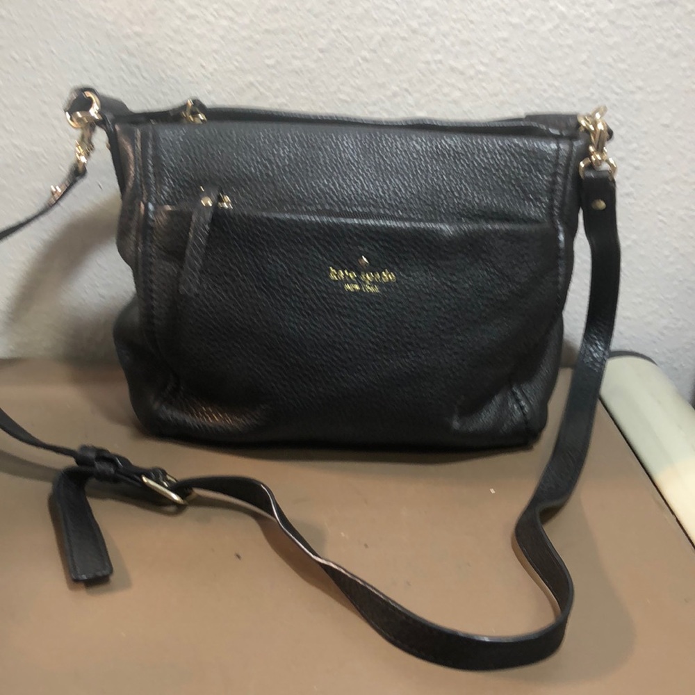 Kate Spade Pebbled Black Leather Shoulder Crossbody Bag Purse Soft  EUC